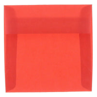 JAM Paper 6.5 x 6.5 Square Envelopes, Red Translucent Vellum, 100 Pack (1592122g)-Primary red