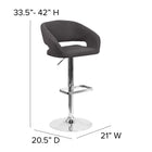 Flash Furniture Contemporary Charcoal Fabric Adjustable Height Barstool with Rounded Mid-Back & Chrome Base-Footrest