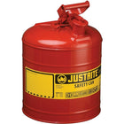 Justrite Type I Safety Cans without Funnel, 5 Gal, 11 3/4" x 16 7/8", Red-Compliant Type I Safety Cans are designed with a single spout for filling and pouring of all types of flammable liquids