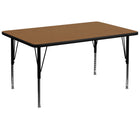 Flash Furniture 36''W x 72''L Rectangle Activity Table with Thermal Fused Top and Height Adjustable Pre-School Legs, Oak-Oak Laminate