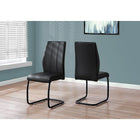 Monarch Specialties 1123 Dining Chair - Black Leather-Look/Metal - 2 Pack-Black Leather-Look