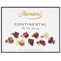 Thorntons Continental Milk - Dark and White Chocolate Assortment - 264g-Continental selection contains Sicilian Mousse, Hazelnut Slice, Seville Caramel, Hazelnut Milano, Espresso, Salted Caramel Praline, Viennese Deluxe, Viennese Truffle, Alpini Praline and Giandujot.