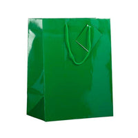Jam Paper Glossy Gift Bags with Rope Handles - Large - 10" x 13" - Green - 3 Pack-Color: Green Glossy