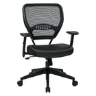 SPACE Professional Air Grid-Back Manager's Chair with Bonded Leather Seat, Black-One-touch pneumatic seat-height adjustment