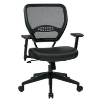 SPACE Professional Air Grid-Back Manager's Chair with Bonded Leather Seat, Black-One-touch pneumatic seat-height adjustment