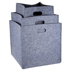 Truu Design, Square Felt Storage Baskets, Set of 3, 15 x 14.5 x 14 inches, Light Grey-Comes with two carved handles on the side for easy grip and portability