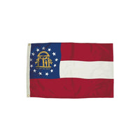 Flagzone Georgia Flag with Heading And Grommets, 3' x 5' (FZ-2092051)-Georgia flag with distinctive design is used as a symbol