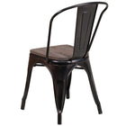 Flash Furniture Black-Antique Gold Metal Stackable Chair with Wood Seat-Curved Back with Vertical Slat