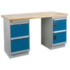 Kleton Workbench, Laminated Top, 2 Pedestals, 2 Drawers and 2 Doors, 36"W x 60"L x 34"H-34" overall height