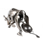 Truu Design Bull Natural Finish Iron Wine Holder, 16  13 inches, Silver-Capacity: holds a 25.4 oz. wine bottle (not included)