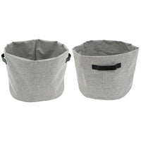 Cathay Importers Polyester Round Storage Basket, 15"Dia x 11"H, Grey, 2/Pack-11"H x 15"diam