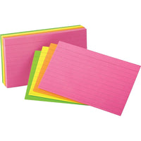 Oxford Glow Index Cards, 3 x 5, Assorted Neon Colours, 100 Pack-Glow bright colours alow you to organize and access notes quickly and easily