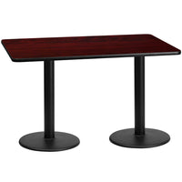Flash Furniture – Table en stratifié acajou de 30 x 60 po avec 2 bases circulaires de 18 L po (XUMA3060TR18)-Table d'hospitalité