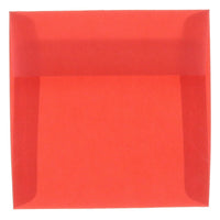 JAM Paper 8.5 x 8.5 Square Envelopes, Red Translucent Vellum, 100 Pack (1592165g)-Primary red