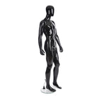 Can-Bramar PL Adult 2-in-1 Full Body and Headless Male Unbreakable Mannequin - 73"H - Glass Base -  Glossy Black-Made of Polypropylene (PP) with a Glossy Black high-quality paint coating