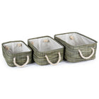Truu Design Rectangular Storage Baskets, Set of 6, 15.5 x 14 x 12 inches, Green-Tightly braided, thick rope handles on the side for easy grip and portability