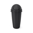 Umbra Swinger 45L Can, Black-Brushed finished polypropylene swing top can with lid that locks using soft touch clips