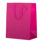 Jam Paper Glossy Gift Bags with Rope Handles - Large - 10" x 13" - Hot Pink - 3 Pack-Our giftbags feature a soft rope handle and an attached blank gift tag, allowing you to address your gifts or favors.