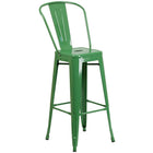 30'' Round Green Metal Indoor-Outdoor Bar Table Set with 4 Cafe Barstools [CH-51090BH-4-30CAFE-GN-GG]-4