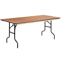 Flash Furniture 36" x 72" Rectangular Wood Folding Banquet Table with Clear Coated Finished Top-Ready To Use Banquet Table