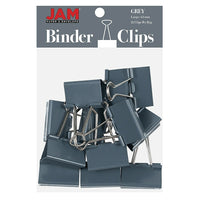 JAM Paper Binder Clips, Large, 41 mm, Grey, 12 Pack (340BCgy)-41 mm binder clip