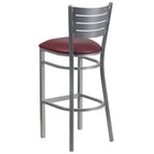 Flash Furniture HERCULES Series Silver Slat Back Metal Restaurant Barstool - Burgundy Vinyl Seat-Burgundy Vinyl Upholstered Seat