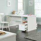 Sauder 66"W Craft Pro Series Craft Table - White- Two drawers with full extension slides hold letter-size hanging files so you can stay organized