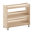 Flash Furniture Bright Beginnings Commercial Space Saving Wooden Mobile Classroom Storage Cart,3 Angled Shelves - Natural-Resists Yellowing, Stains, and Scratches