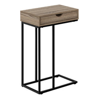 Monarch Specialties 3771 Accent Table - 25"H/Dark Taupe/Black Metal-C-shaped accent table with a base that can slide under most sofas and chairs to keep items close by when you are seated