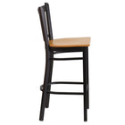 Flash Furniture HERCULES Series Black Vertical Back Metal Restaurant Barstool - Natural Wood Seat-Vertical Back Design
