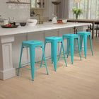 Flash Furniture 24" Bar Stool - Stackable - Teal - 4 Pack (4ET3132024TLR)-Designed for Indoor Use Only