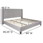 Flash Furniture Riverdale King Size Tufted Upholstered Platform Bed - Light Grey Fabric-45 Wood Support Slats