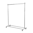 Futech A02L Rolling Garment Rack, 42"W x 43"-68"H, Chrome Rod / Silver Base, Metal-Size: 42"W