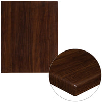 Flash Furniture 24" x 30" Rectangular High-Gloss Walnut Resin Table Top with 2" Thick Edge-Restaurant Dining Table Top