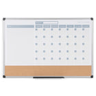 MasterVision 3-in-1 Dry-Erase Calendar Planner Board - Silver Frame - 18" H x 24" W-Removable corner caps to expose mounting holes (hardware included)
