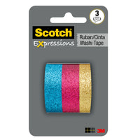 Scotch Expressions Washi Tape - Assorted Sizes - 3 Rolls/Pack (C1017-3-P2)-Initially repositionable on most surfaces