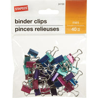 Staples Binder Clips - Mini 3/5" - Assorted Metallic Colours - 40 Pack-Strong metal clips to keep papers securely fastened