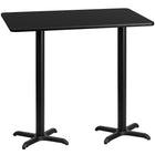 Flash Furniture 30" x 60" Rectangular Black Laminate Table Top with 22" x 22" Bar Height Table Bases-Bar Height Hospitality Table