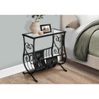 Monarch Specialties 3314 Accent Table - Satin Black Metal With Tempered Glass-Intricate weaved metal rack