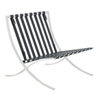 Nicer Furniture Genuine Leather Pavilion Chair - Black-Highly polished stainless steel frame for a brilliant luster