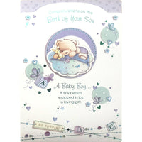 Rosedale 5" x 7" Son Baby Greeting Cards And Envelopes, 12 Pack (15245)-Printed on premium uncoated card stock
