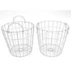Cathay Importers Wire Round Basket with Metal Handles, White, 2 Pack-9.5"H x10"Dia