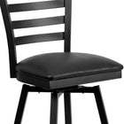 Flash Furniture HERCULES Black Ladder Back Swivel Metal Barstool - Black Vinyl Seat-Swivel Seat