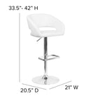 Flash Furniture Contemporary Vinyl Adjustable Height Barstool with Rounded Mid-Back & Chrome Base - White-Footrest