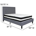 Flash Furniture Roxbury Full Size Tufted Upholstered Platform Bed with Pocket Spring Mattress - Light Grey Fabric-Light Grey Fabric Upholstery