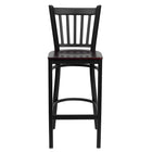 Flash Furniture HERCULES Series Black Vertical Back Metal Restaurant Barstool - Mahogany Wood Seat - 2 Pack-Set of 2 Metal Dining Bar Stools