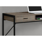 Monarch Specialties 7365 48" Computer Desk - Dark Taupe/Black Metal-1 open concept shelf for papers, books, notepads