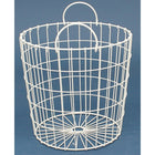 Cathay Importers Wire Round Basket with Metal Handles, 12" W x 12" D x 12" H, White-White wire basket