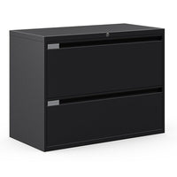 Global 2 Drawer Filing Cabinet - Black-Two fixed front drawers