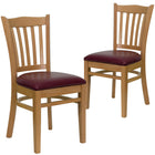 Flash Furniture HERCULES Vertical Slat Back Natural Wood Restaurant Barstool - 2 Pack-Vertical Slat Back Design